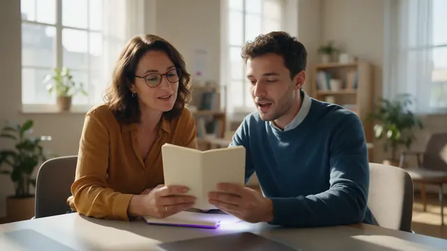 Responsable formation et commercial préparent une formation anglais entreprise : tarif et suivi du parcours